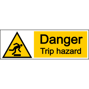 Danger trip hazard - landscape sign