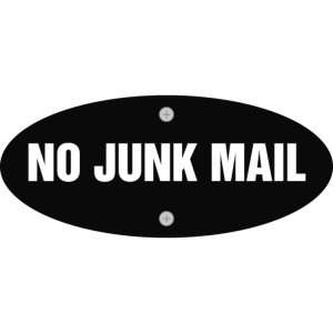 Black no junk mail sign