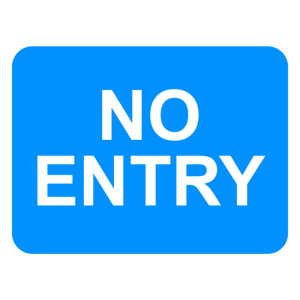 Entry to a car park, private access road or property from a public road not allowed sign