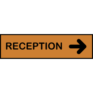 Reception sign with arrow