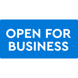 Open for business sign