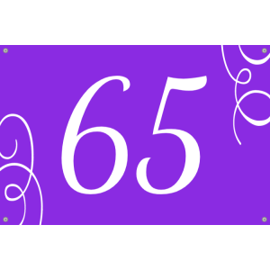 Purple house number sign