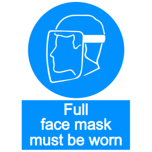 Full face mask must be worn - portrait sign