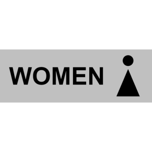 Silver toilet sign - women