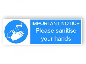 Important notice - Please sanitise your hands - landscape sticker