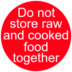 Do not store raw and cooked food together sign