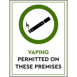 Vaping permitted on these premises - portrait sign