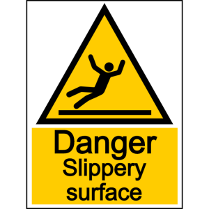 Danger slippery surface - portrait sign
