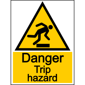 Danger trip hazard - portrait sign
