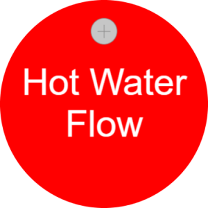 Hot water flow - red round tag