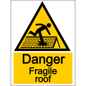 Danger fragile roof - portrait sign