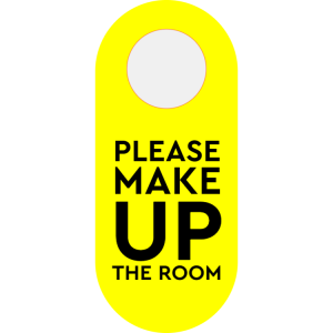 Make up the room - yellow door hanger