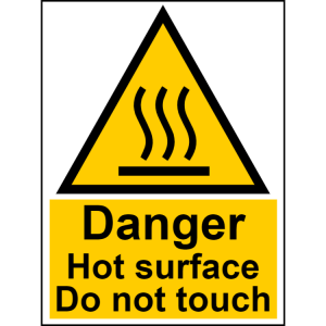 Danger hot surface do not touch - portrait sign