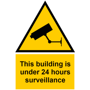 This building is under 24 hours surveillance sign