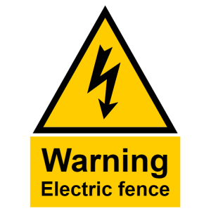 Warning electric fence - portrait sign