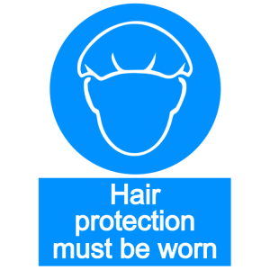 Hair protection must be worn - portrait sign