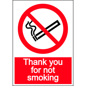 Thank you for not smoking - portrait sign