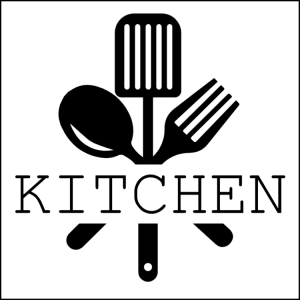 Black and white kitchen sign