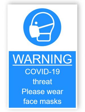 Warning - Covid-19 threat, please wear face masks - sticker