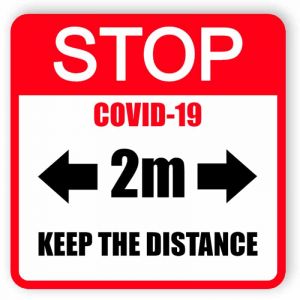 Stop covid-19, keep the distance - red sign