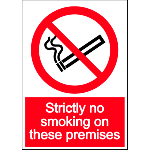 Strictly no smoking on these premises - portrait sign