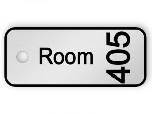 Door key tag - silver tag with room number