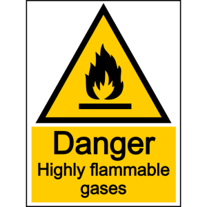 Danger highly flammable gases - portrait sign