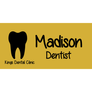 Gold name badge for dentist