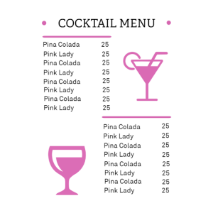 Cocktail menu