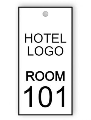 Black and white room key tag