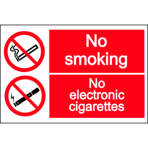 No smoking - no electronic cigarettes - landscape sign