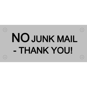 Silver no junk mail sign