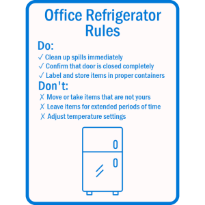 Office refrigerator rules sign