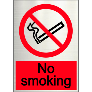 Aluminium no smoking sign