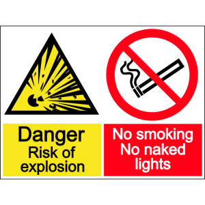 No smoking - risk of explosion - landscape sign