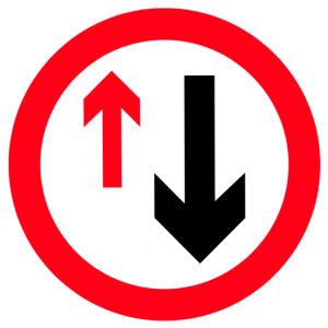 Priority must be given to vehicles from the opposite direction sign