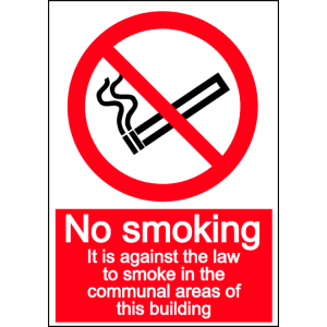 No smoking in communal area - portrait sign