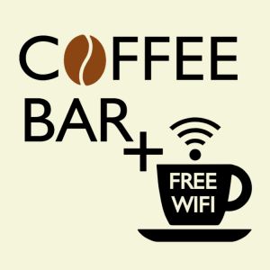 Cofee bar and free wifi sign