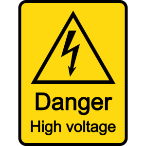 Danger - high voltage sticker - yellow